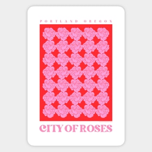 Portland, Oregon - City Of Roses (Red & Pink) Magnet